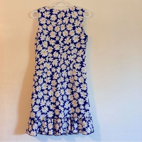 Karl Lagerfeld Paris Dress Blue Yellow Floral Lined Bottom Ruffles Sz 2 see pics - Picture 7 of 7